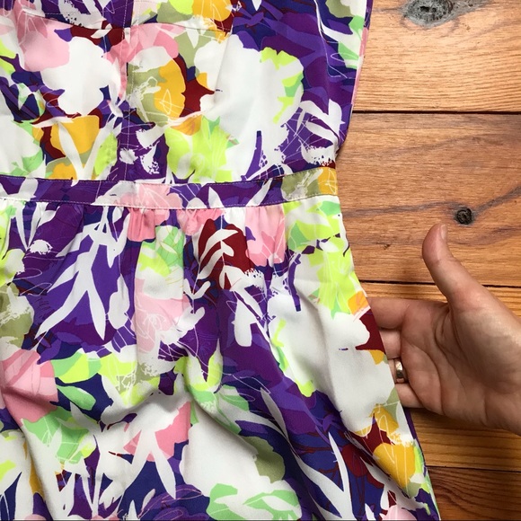 J. Crew Purple Pink Green Floral Dress, EUC, 0 - Picture 10 of 11